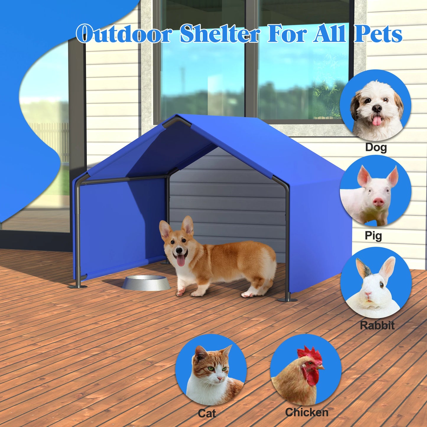 Dog Shade Shelter Outdoor Tent for Small Medium Dogs, Waterproof Sun Protection Pet House for Dogs, Small Animals and Livestock,