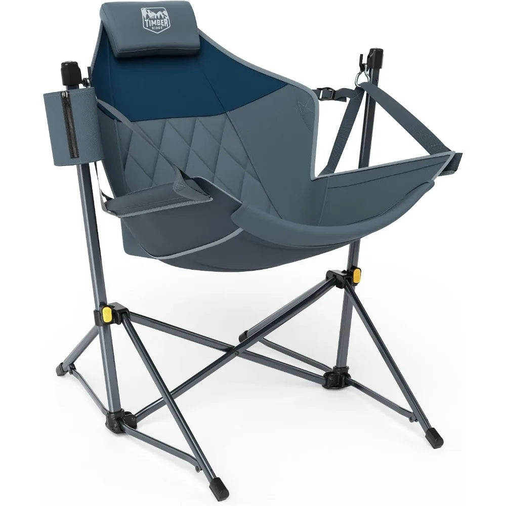 Hammock Camping Chair with Adjustable Backrest, Heavy Duty Folding Hammock Chair Supports 300lbs, Portable Hammock Chair for Ca