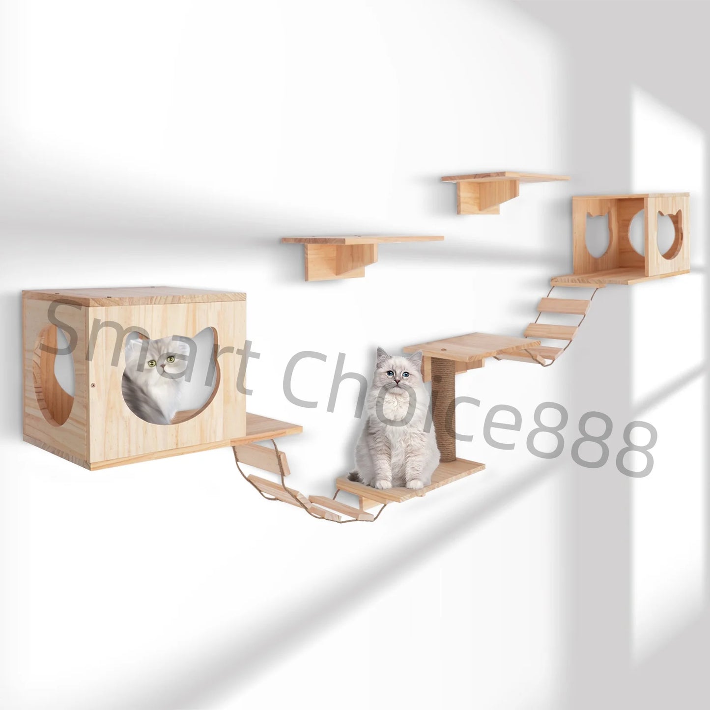 Cat Climbing Shelf Wall Mounted Cats Tree Tower Jumping Pet Furniture Multi-Level Cat Climbing Tower For Indoor Cats