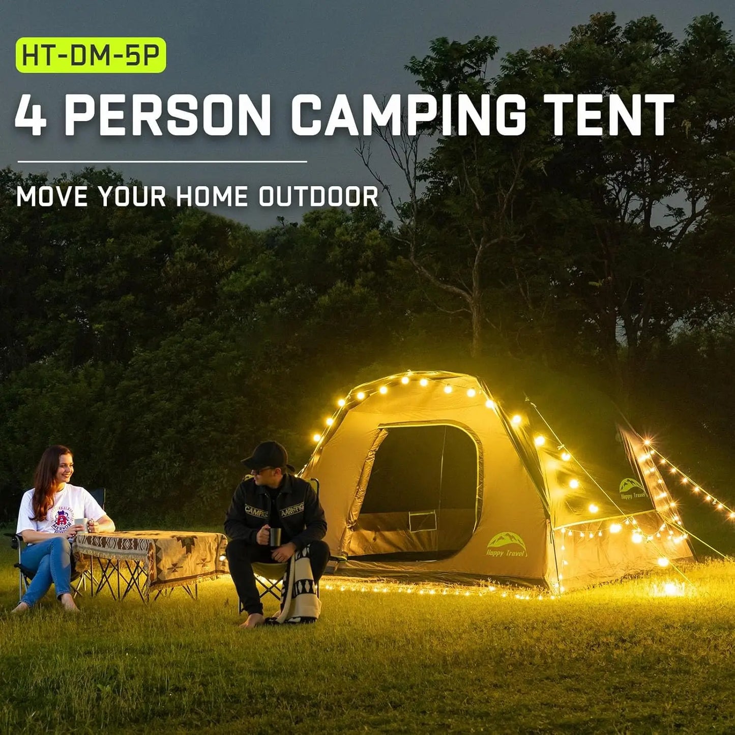 Camping Tent, 4 Person Dome Tents for Camping with Rainfly, Waterproof Clip Easy Setup Portable Family Tent with Mesh Windows