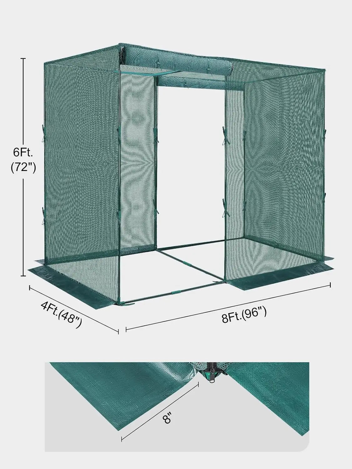 Crop Cage, 4' x 8' Plant Protection Tent with 2 Zippered Doors, 6 Ground Staples, Steel Frame, Plant Outdoor Cage, Storage Bags