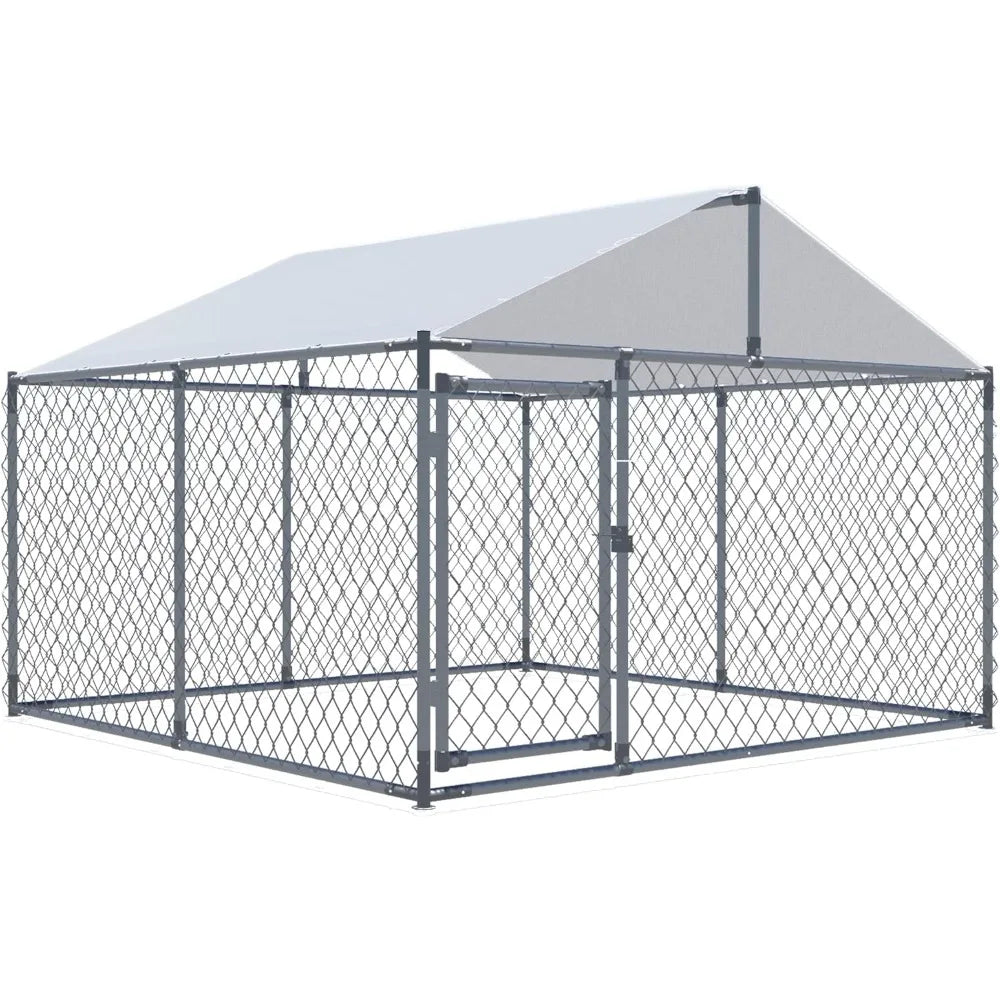 Dog Kennels Outdoor Large Dog Cage Heavy Duty Dogs House Extra Wide Outside Pet Kennels with Water-Resistant Cover for Back