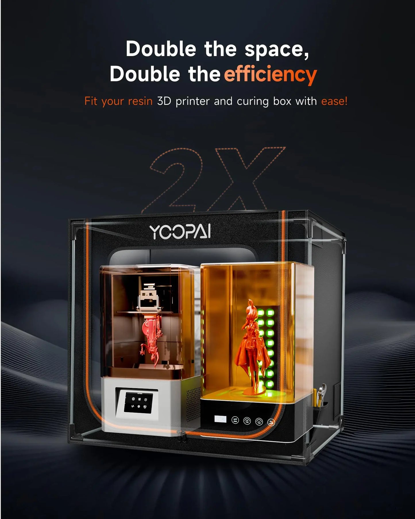 YOOPAI 3D Printer Enclosure 3D Printer Resin Enclosure UV For Creality and all 3D Printer Large size Ventilation Kit LED Light