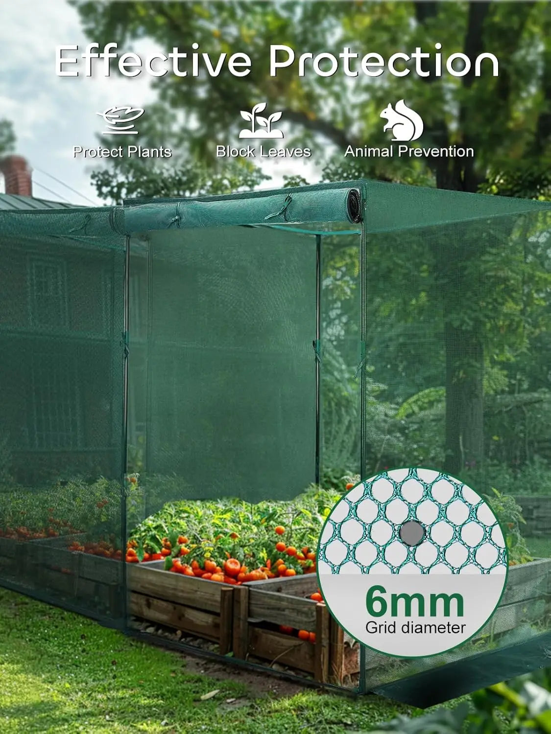 Crop Cage, 4' x 8' Plant Protection Tent with 2 Zippered Doors, 6 Ground Staples, Steel Frame, Plant Outdoor Cage, Storage Bags