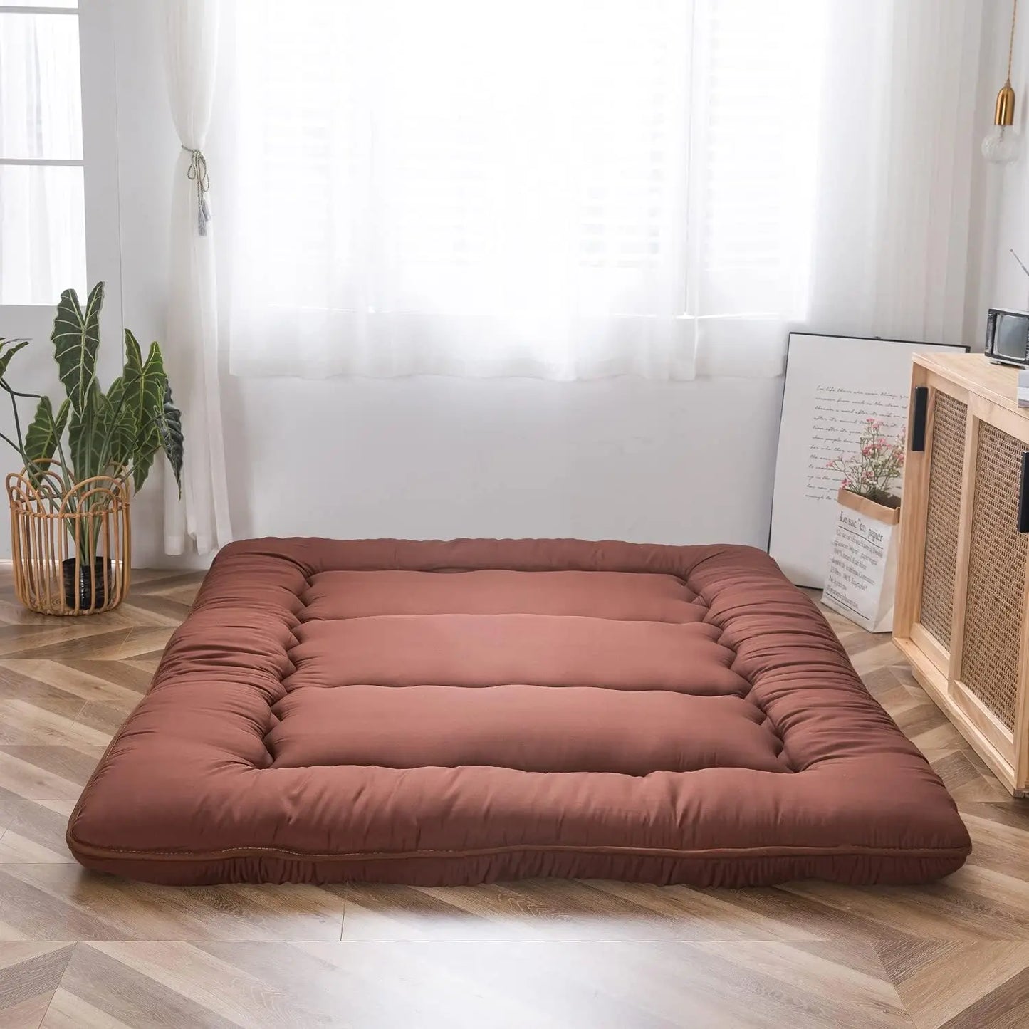 Japanese Floor Mattress Futon Mattress, Thicken Tatami Mat Sleeping Pad Foldable Roll Up Mattress Boys Girls Dormitory Mattress