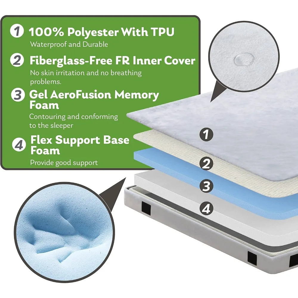 Memory Foam Camping Mattress 2.5 inch, Single Portable Roll Up Camping Sleep Topper with Waterproof and Non-Slip Bottom, Camping