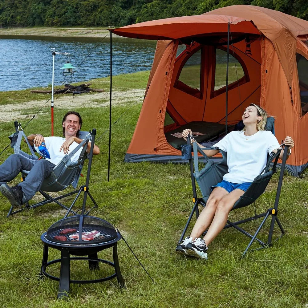 Hammock Camping Chair with Adjustable Backrest, Heavy Duty Folding Hammock Chair Supports 300lbs, Portable Hammock Chair for Ca