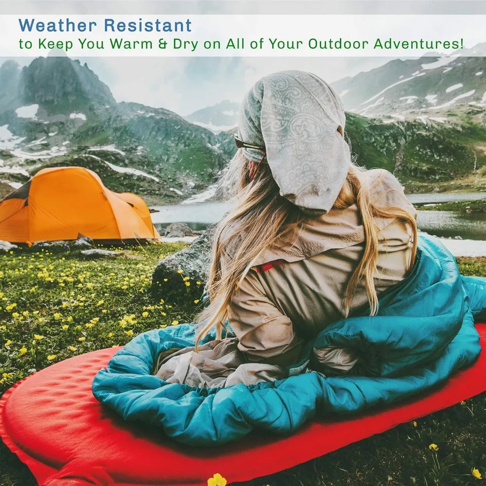 Sleeping Bag - Lightweight Envelope-Style 32F Rated Outdoor Sleeping Bag with Hood and Carry Case for Backpacking, Camping and H