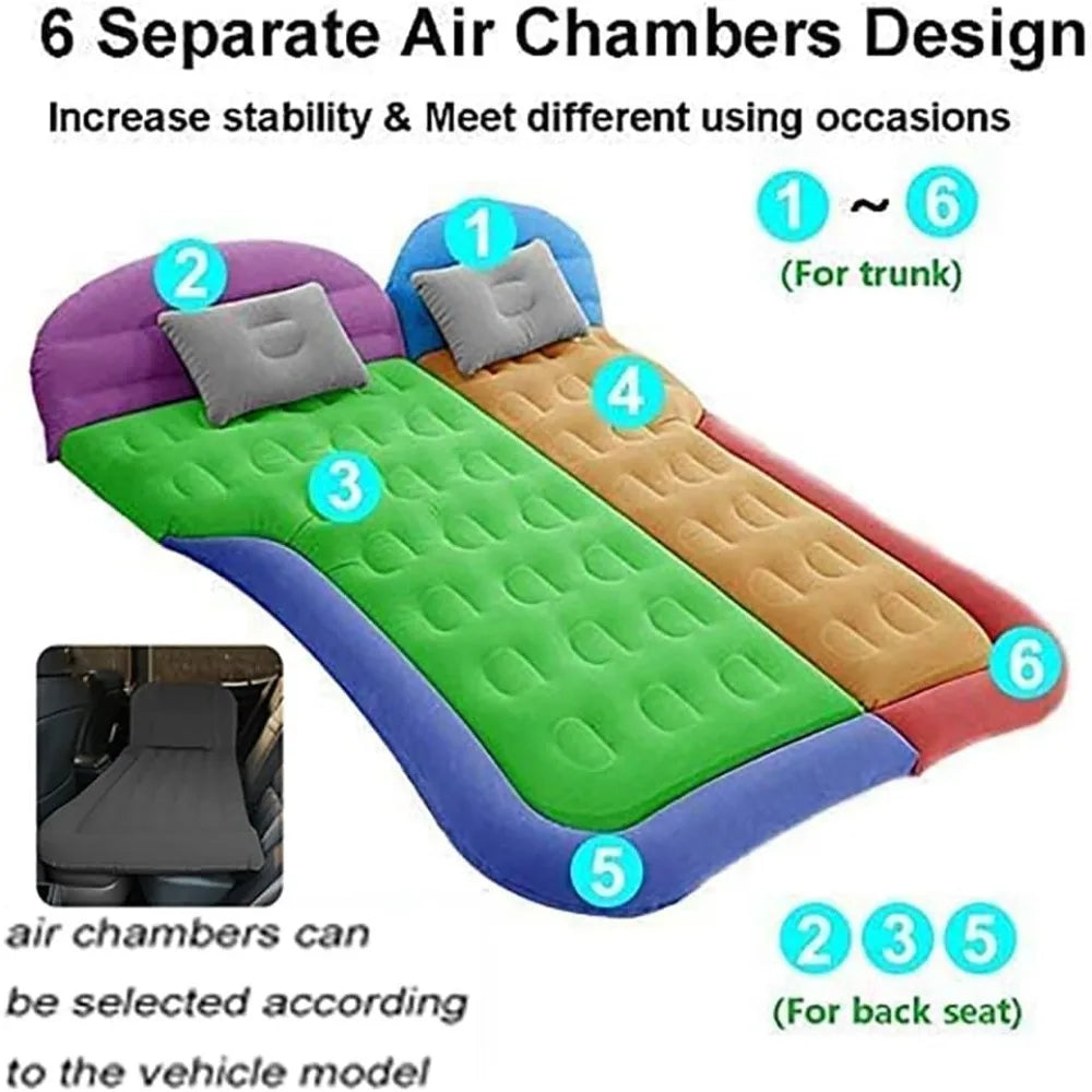 ® SUV Air Mattress Car Camping Travel Bed, Car Air Mattress Back Seat Bed,Thickened Inflatable Mattress with Two Air Pillow, Ful