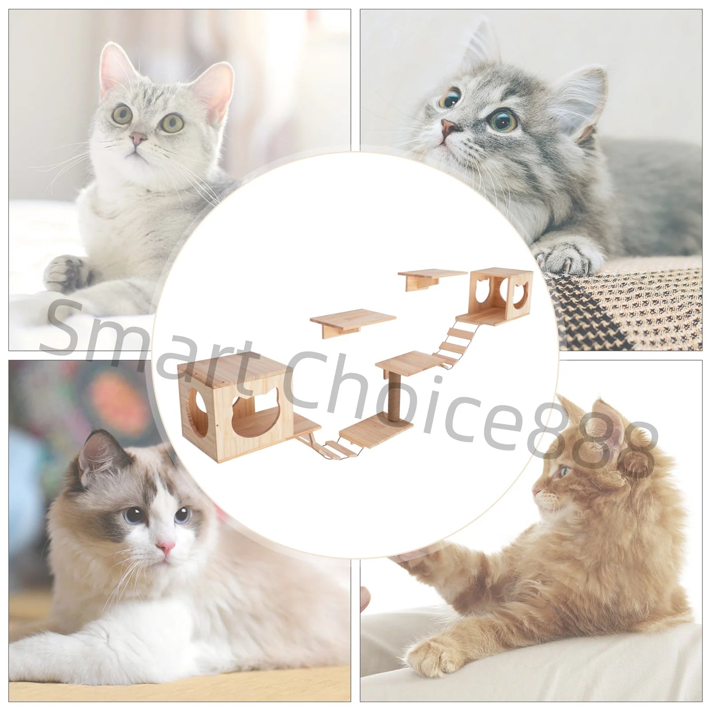 Cat Climbing Shelf Wall Mounted Cats Tree Tower Jumping Pet Furniture Multi-Level Cat Climbing Tower For Indoor Cats