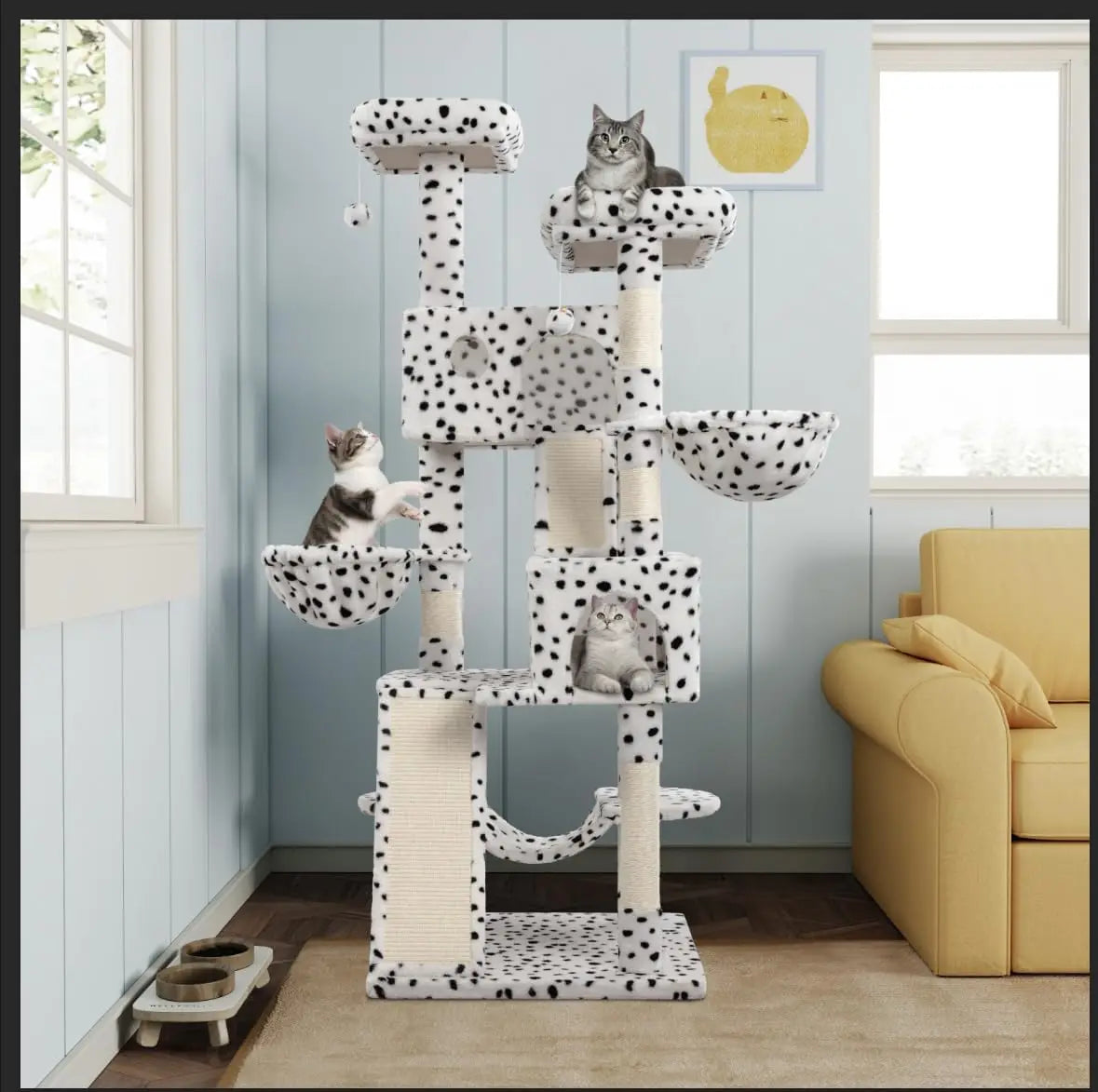 66 Inches Multi-Level Large Cat Tree Tower for Indoor Big Feline/Cozy Plush Perches/Condo/Sisal Scratching Posts/Hammock