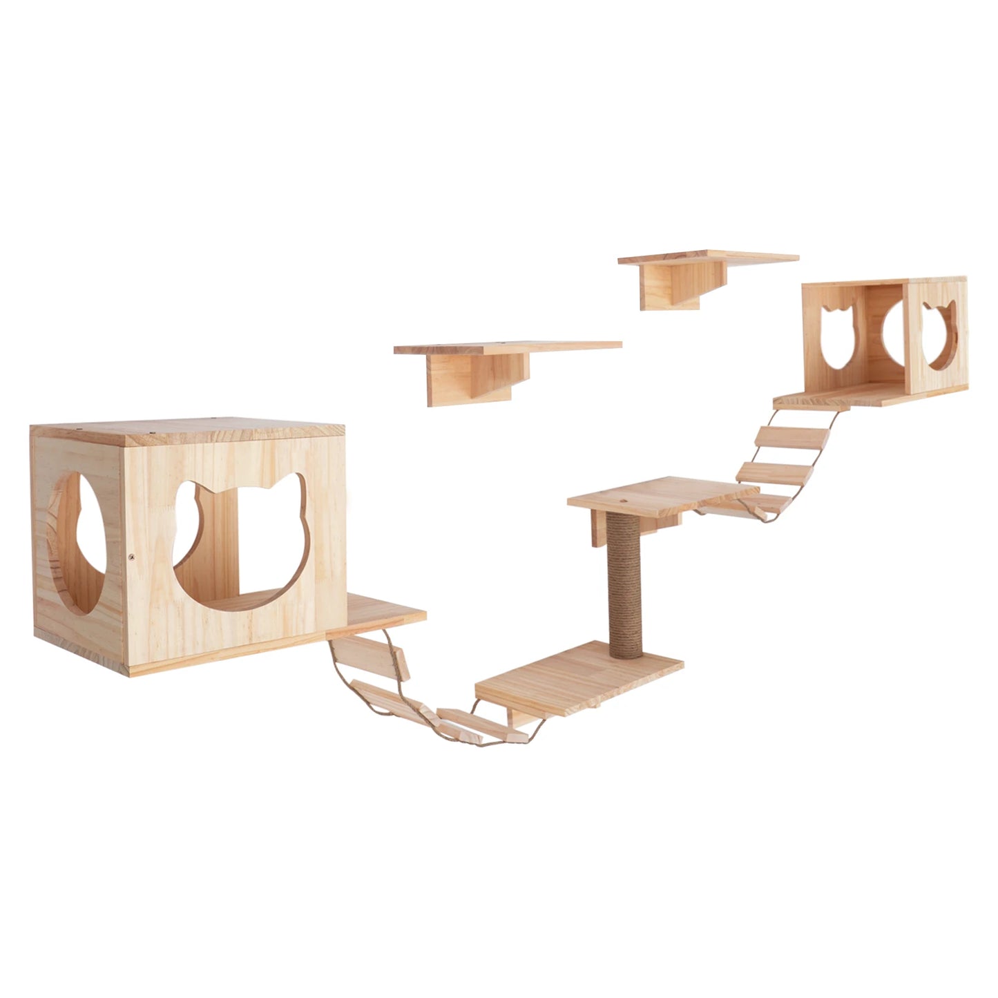Cat Climbing Shelf Wall Mounted Cats Tree Tower Jumping Pet Furniture Multi-Level Cat Climbing Tower For Indoor Cats