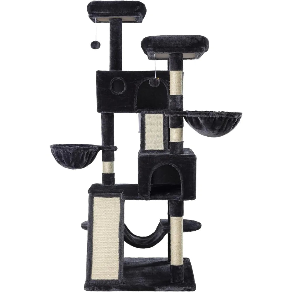 66 Inches Multi-Level Large Cat Tree Tower for Indoor Big Feline/Cozy Plush Perches/Condo/Sisal Scratching Posts/Hammock