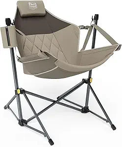 Hammock Camping Chair with Adjustable Backrest, Heavy Duty Folding Hammock Chair Supports 300lbs, Portable Hammock Chair for Ca