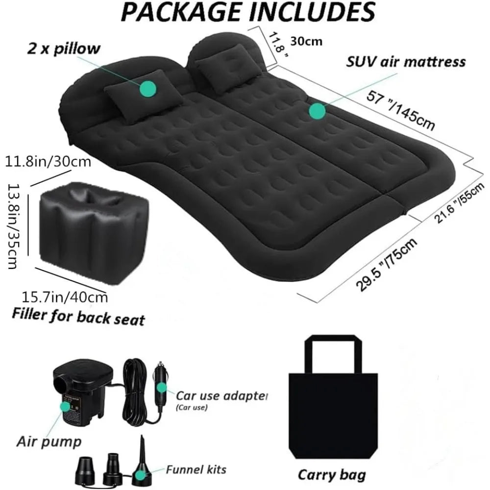 ® SUV Air Mattress Car Camping Travel Bed, Car Air Mattress Back Seat Bed,Thickened Inflatable Mattress with Two Air Pillow, Ful