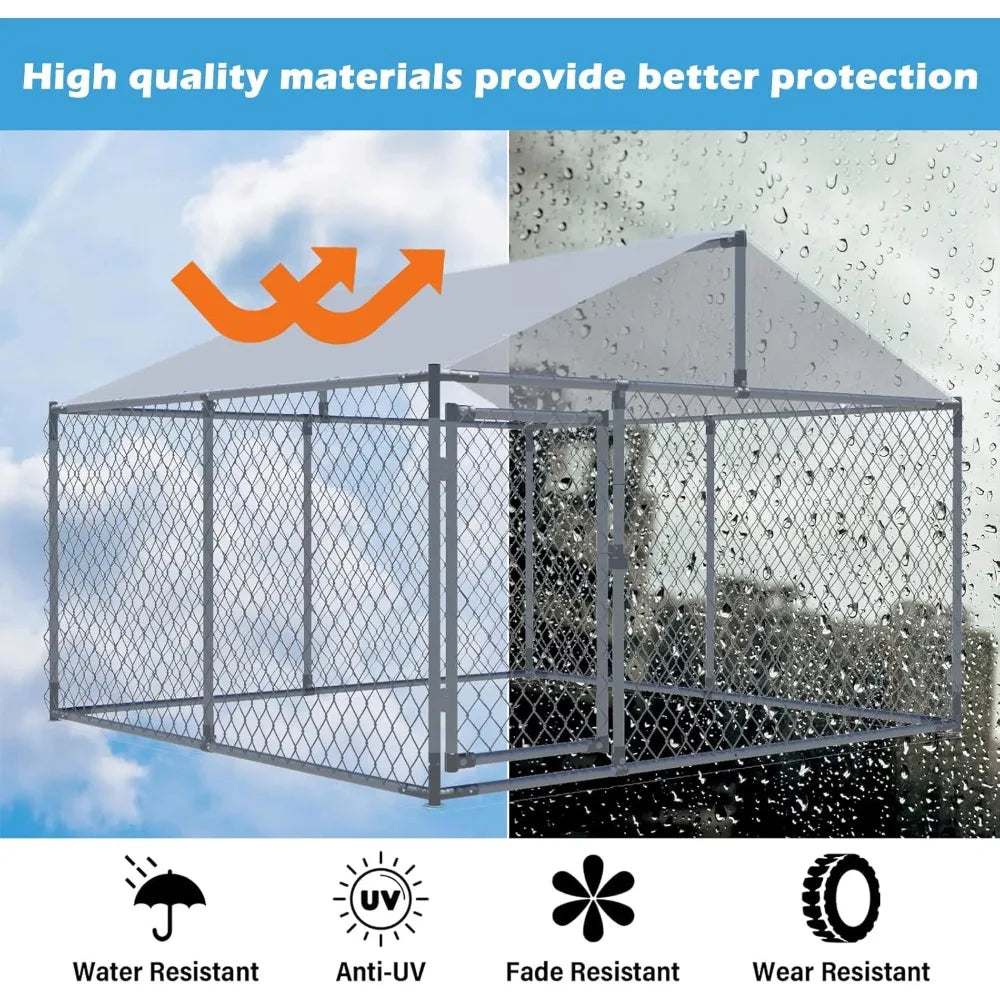 Dog Kennels Outdoor Large Dog Cage Heavy Duty Dogs House Extra Wide Outside Pet Kennels with Water-Resistant Cover for Back
