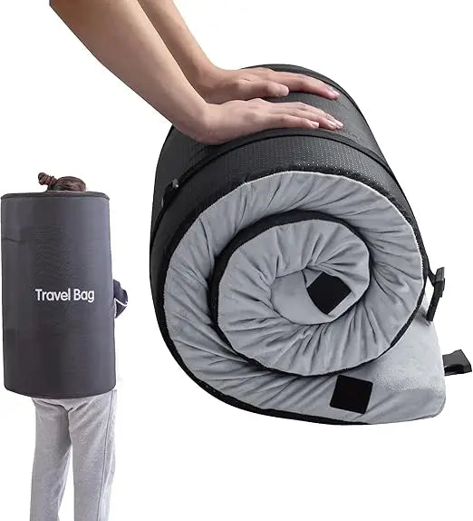 Memory Foam Camping Mattress 2.5 inch, Single Portable Roll Up Camping Sleep Topper with Waterproof and Non-Slip Bottom, Camping