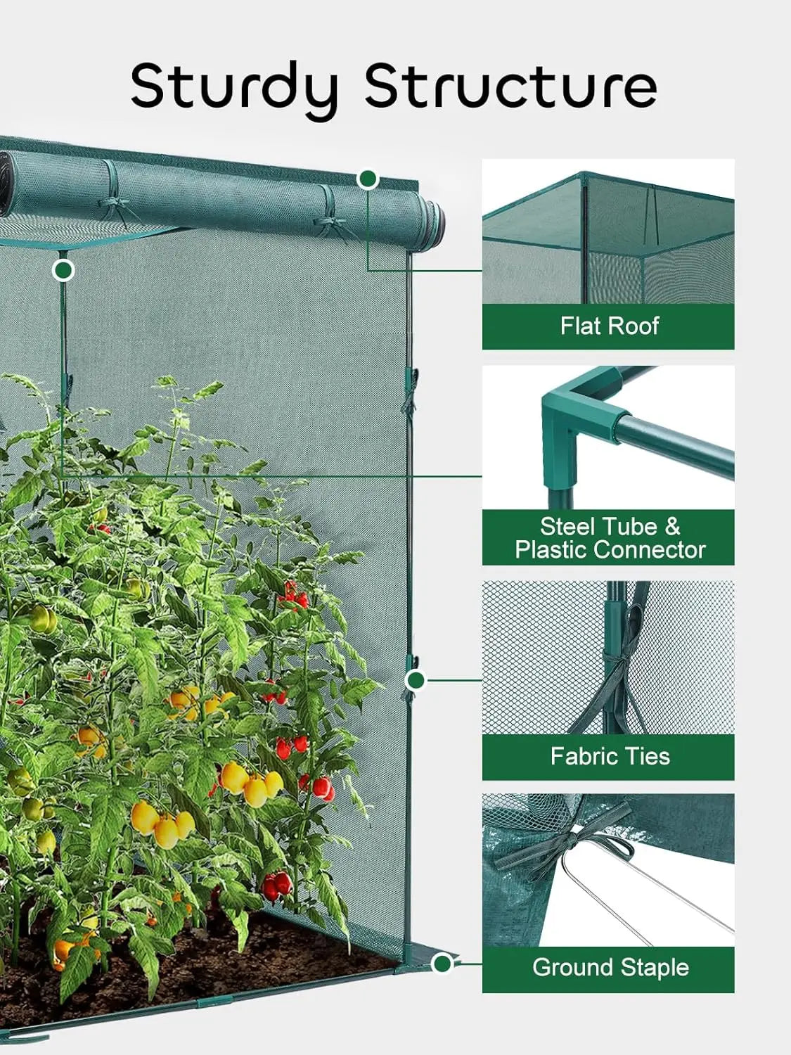Crop Cage, 4' x 8' Plant Protection Tent with 2 Zippered Doors, 6 Ground Staples, Steel Frame, Plant Outdoor Cage, Storage Bags
