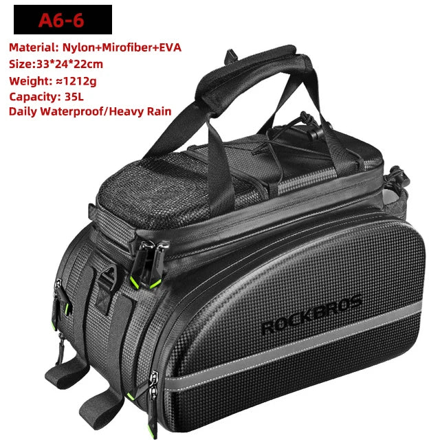 ROCKBROS Bike Panniers Carrier 3 In 1 Bicycle Trunk Bags Waterproof MTB Road Cycling Rear Rack Bag 35L Travel Luggage Cargo Bags