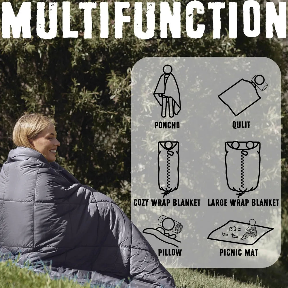 3M Thinsulate Insulation Puffy Camping Blanket for Cold Weather, Queen Size Warm Camping Quilt with Zipper, Waterproof Outdoor S