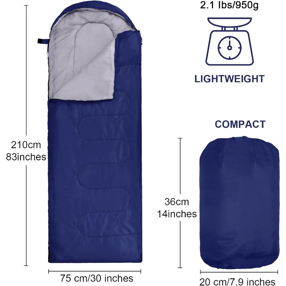 4 Pcs 0 Degree Camping Sleeping Bags Bulk for Adults 4 Season Warm Cold Weather Sleeping Bags with Compression Sack Lightweight