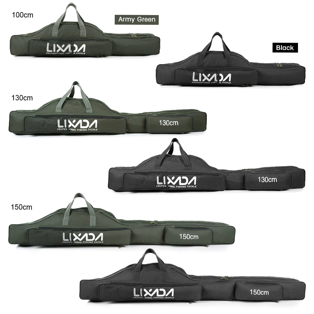Lixada 100/130/150cm Fishing Bag Portable Folding Fishing Rod Reel Bag Fishing Tackle Carry Case Carrier Bag backpack fishing