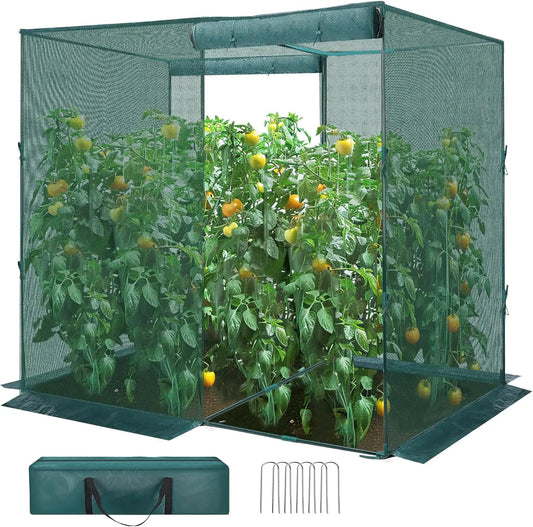 Crop Cage, 4' x 8' Plant Protection Tent with 2 Zippered Doors, 6 Ground Staples, Steel Frame, Plant Outdoor Cage, Storage Bags