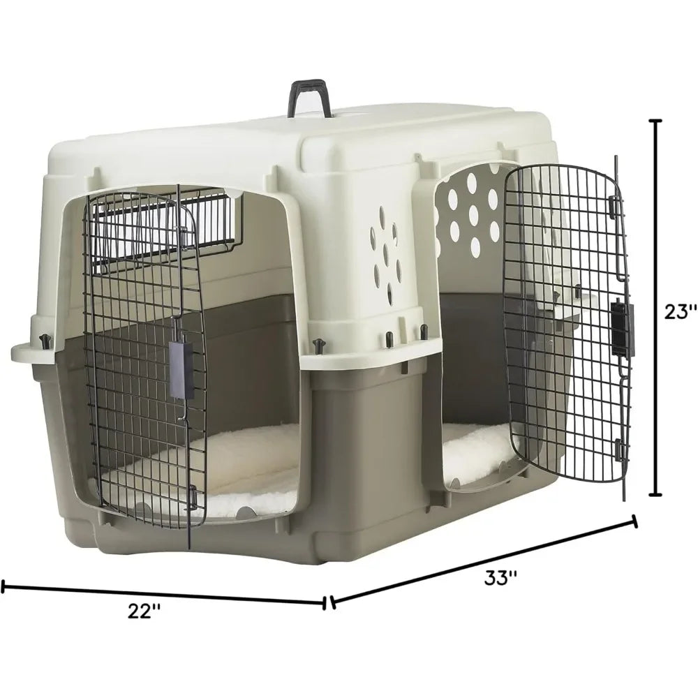 Two Door Dog Crate | Designed for Air Transport | Side Door Dog Kennel | Easy to Clean Pet Crate for Pets Up