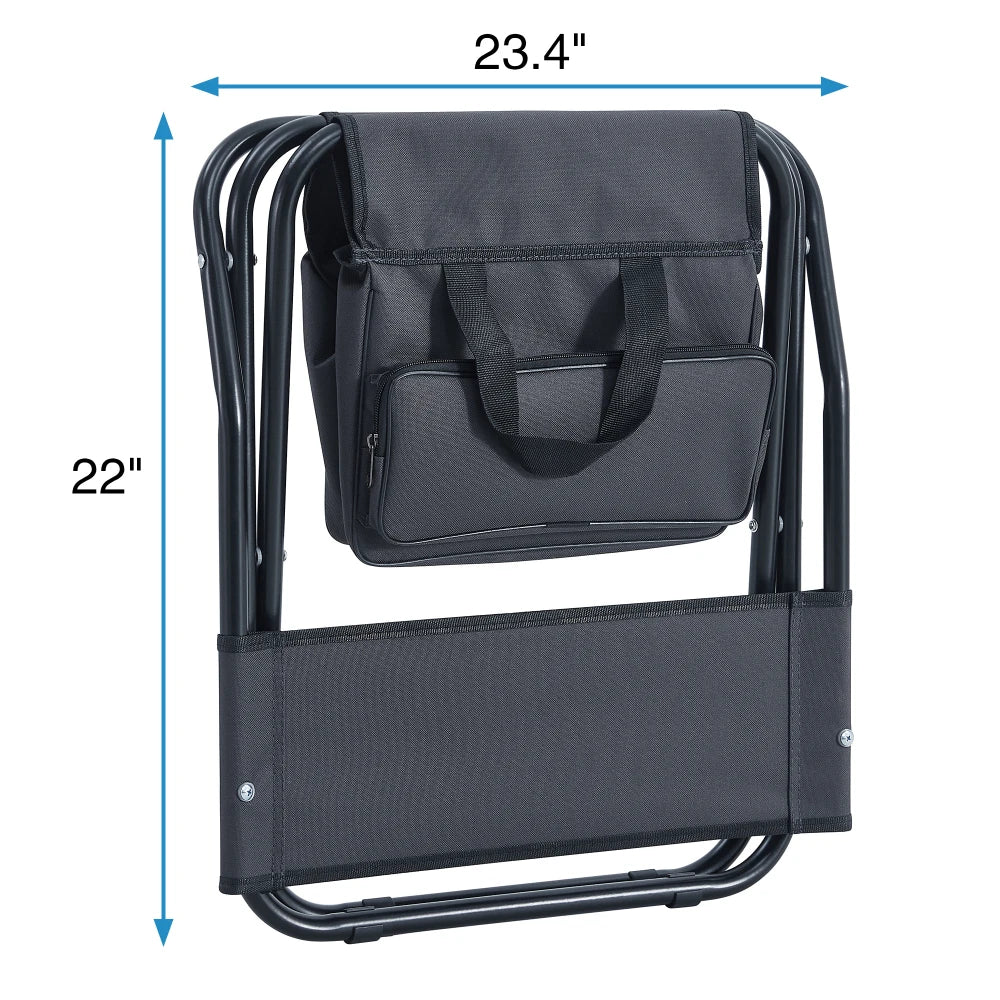 2-piece Folding Outdoor Chair with Storage Bag Steel Pipe Frame 280lbs Capacity Anti-slip Feet for Camping Picnics Fishing