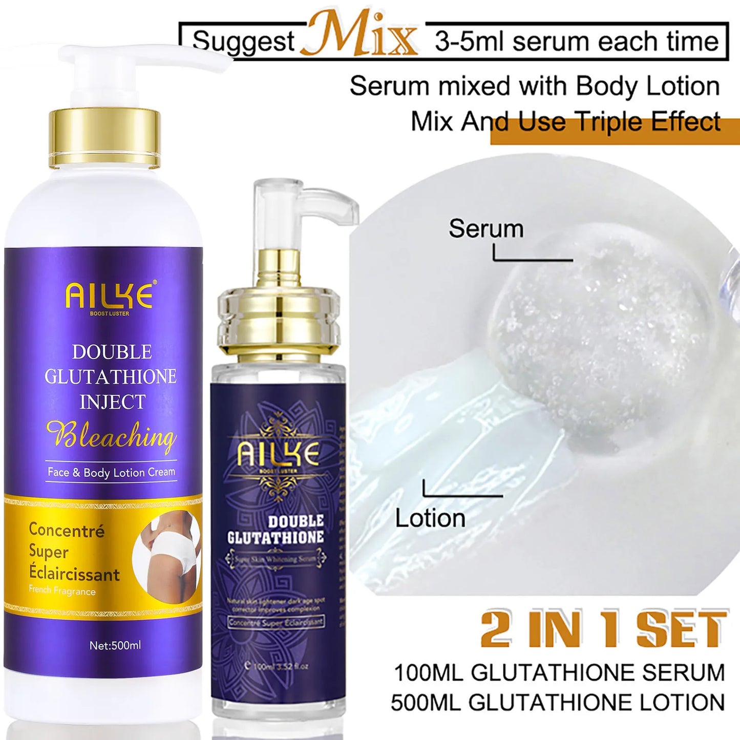 AILKE Reduce Melanin And Pigmentation Body Lotion, 24-Hour Moisturizing And Brightening Skin Tone, Huge Bottle With Pump 500ml