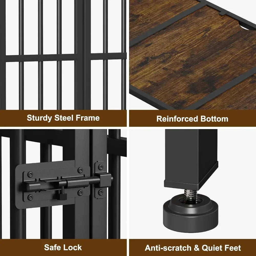 Foldable Dog Crate Furniture - No-Assembly Decorative Kennel for Large Dogs, Wooden Indoor Pet Cage