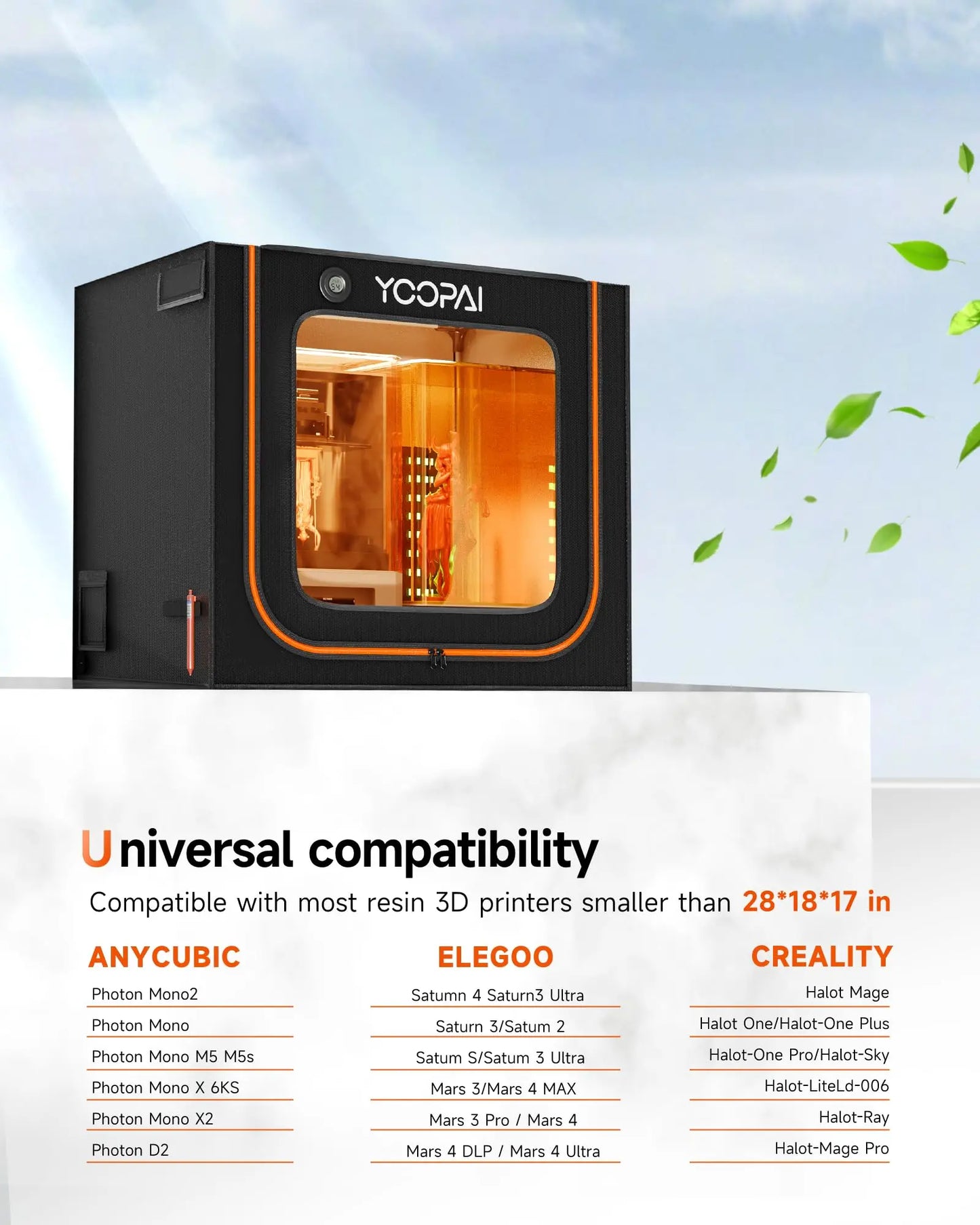 YOOPAI 3D Printer Enclosure 3D Printer Resin Enclosure UV For Creality and all 3D Printer Large size Ventilation Kit LED Light