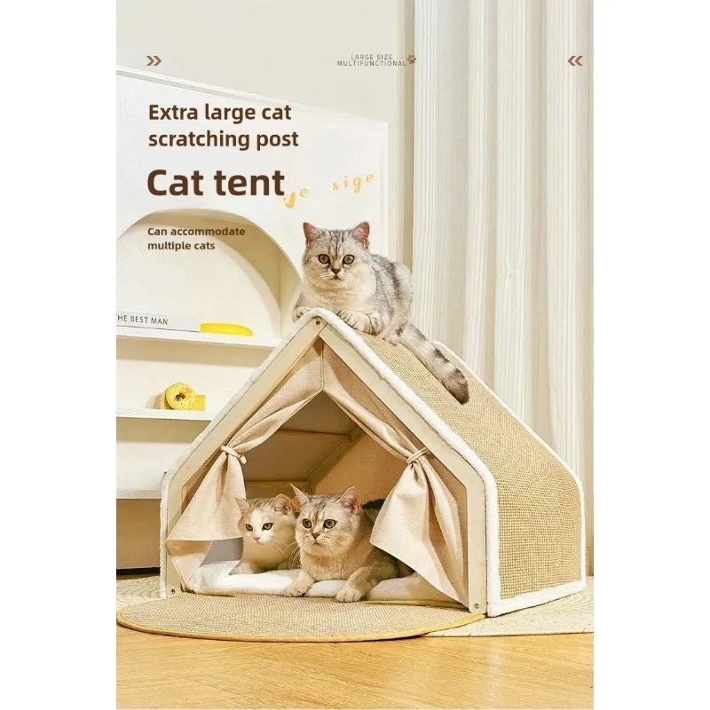 Cat Nest Winter Warm  Villa House Shell Semi-enclosed Sleeping Bag  Scratching Board Does Not Drop Scraps Sisal