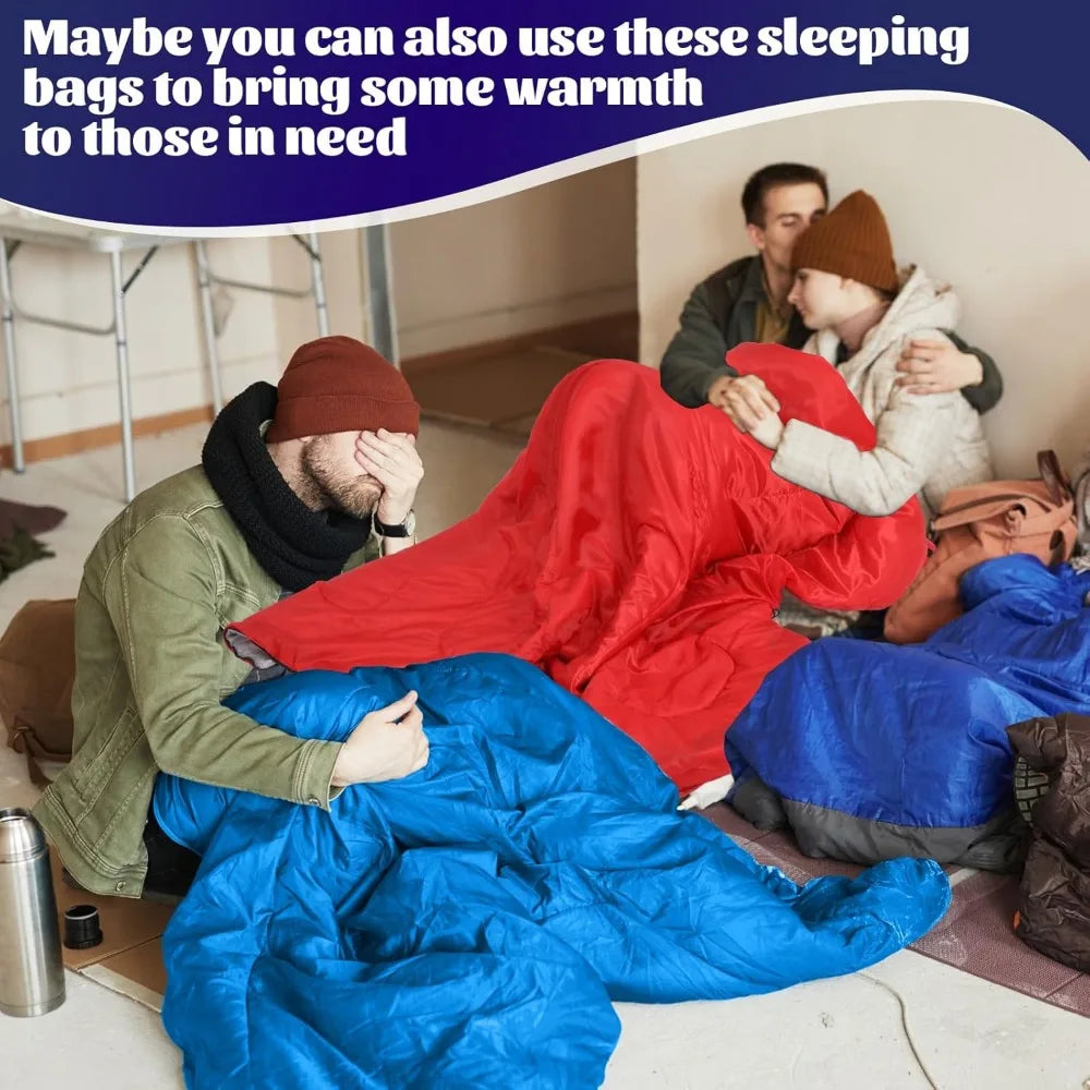 4 Pcs 0 Degree Camping Sleeping Bags Bulk for Adults 4 Season Warm Cold Weather Sleeping Bags with Compression Sack Lightweight