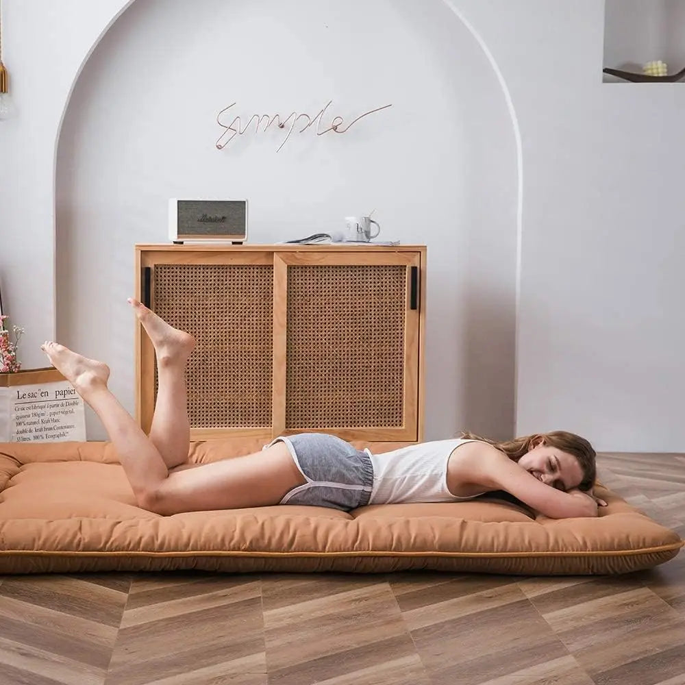 Japanese Floor Mattress Futon Mattress, Thicken Tatami Mat Sleeping Pad Foldable Roll Up Mattress Boys Girls Dormitory Mattress