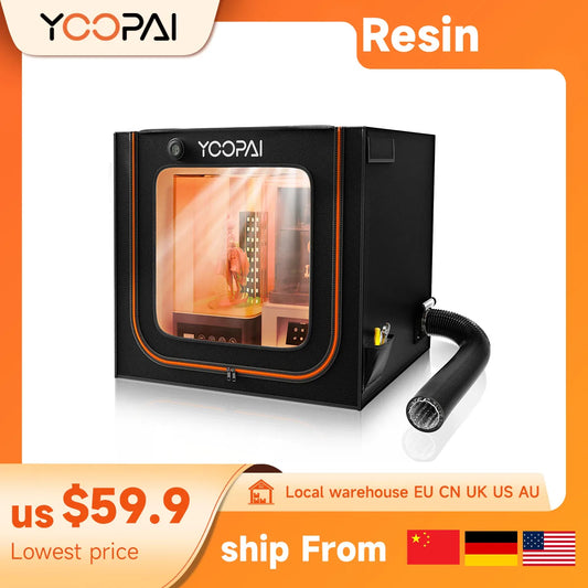 YOOPAI 3D Printer Enclosure 3D Printer Resin Enclosure UV For Creality and all 3D Printer Large size Ventilation Kit LED Light