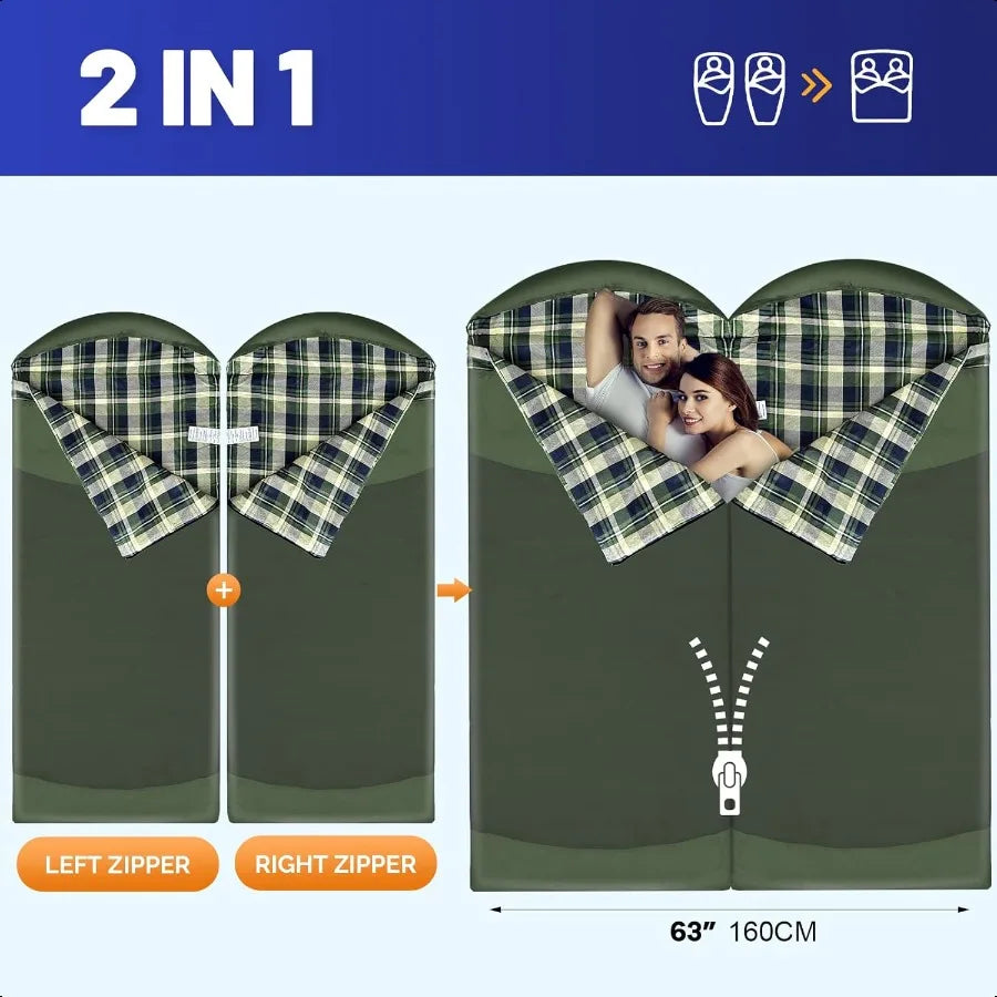 Backpacking Flannel Sleeping Bag Lightweight for Adults Hiking Ultralight Compact Sleeping Bag Portable Warm Weather Summer wit