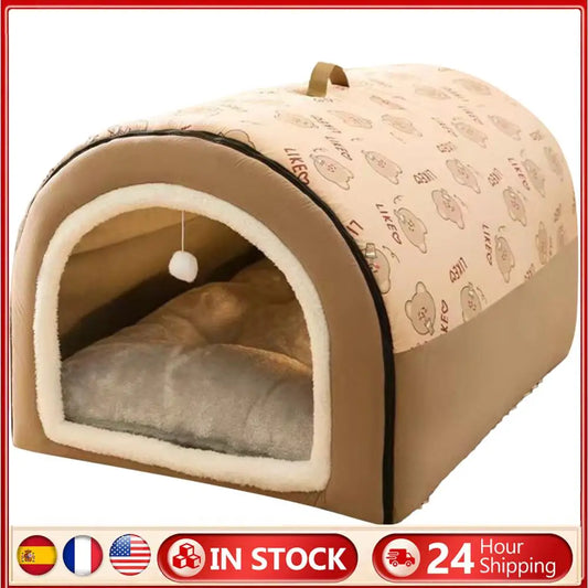 Dogs Bed Nest Detachable Plush Cotton Puppy Shelter Washable Soft Tent Dog House Comfortable Cat House Nest for Medium Dogs Cats
