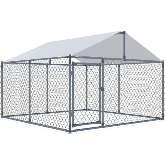Dog Kennels Outdoor Large Dog Cage Heavy Duty Dogs House Extra Wide Outside Pet Kennels with Water-Resistant Cover for Back