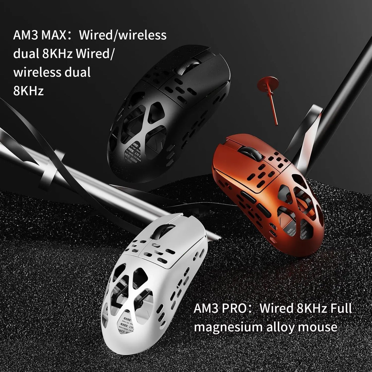 AJAZZAM3 Magnesium Alloy Mouse Lightweight Version PAW3950 Gaming Mouse Wireless Three Modes Black Mythology Transmission