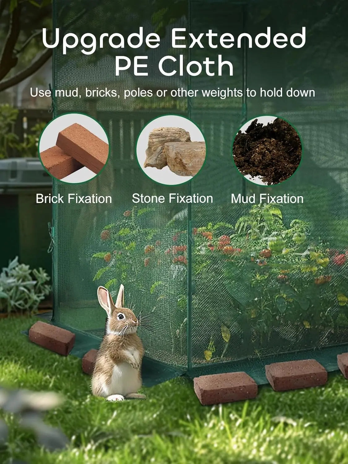 Crop Cage, 4' x 8' Plant Protection Tent with 2 Zippered Doors, 6 Ground Staples, Steel Frame, Plant Outdoor Cage, Storage Bags