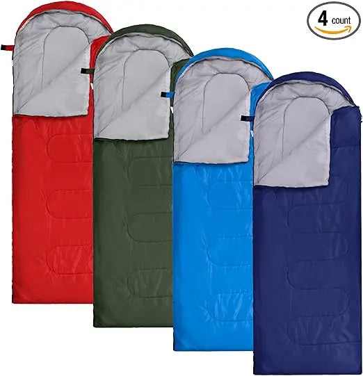 4 Pcs 0 Degree Camping Sleeping Bags Bulk for Adults 4 Season Warm Cold Weather Sleeping Bags with Compression Sack Lightweight