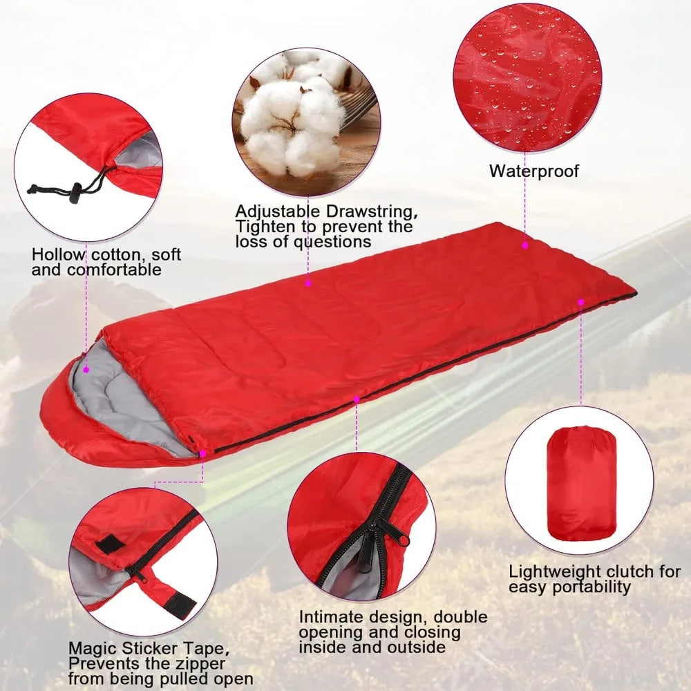 4 Pcs 0 Degree Camping Sleeping Bags Bulk for Adults 4 Season Warm Cold Weather Sleeping Bags with Compression Sack Lightweight