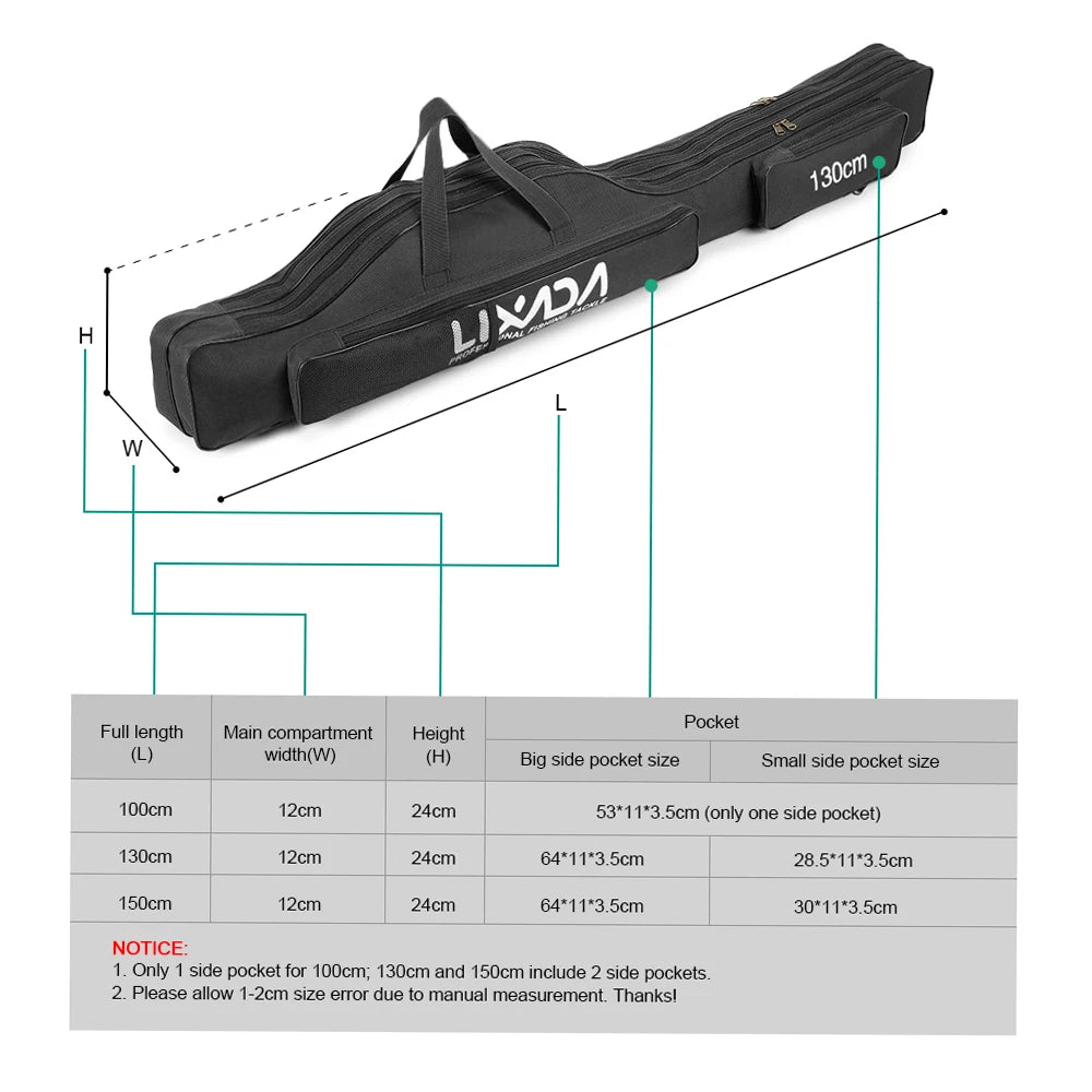 Lixada 100/130/150cm Fishing Bag Portable Folding Fishing Rod Reel Bag Fishing Tackle Carry Case Carrier Bag backpack fishing