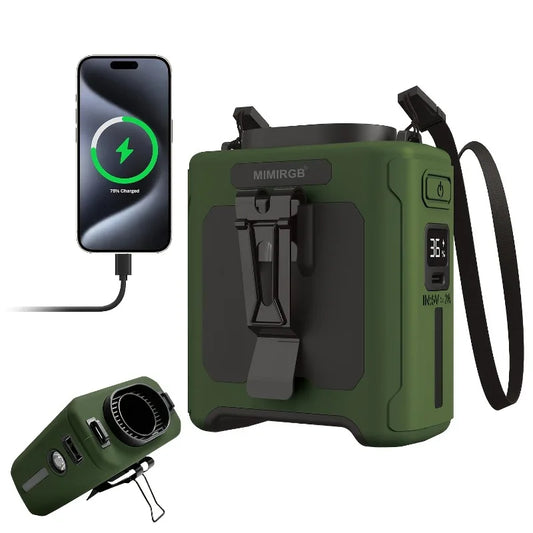 10000mahPortable Waist Fan Clips Waist Belt Personal Fan Battery Operated 5 Speeds Hands Free 40H Cooling Outdoor Camping Travel