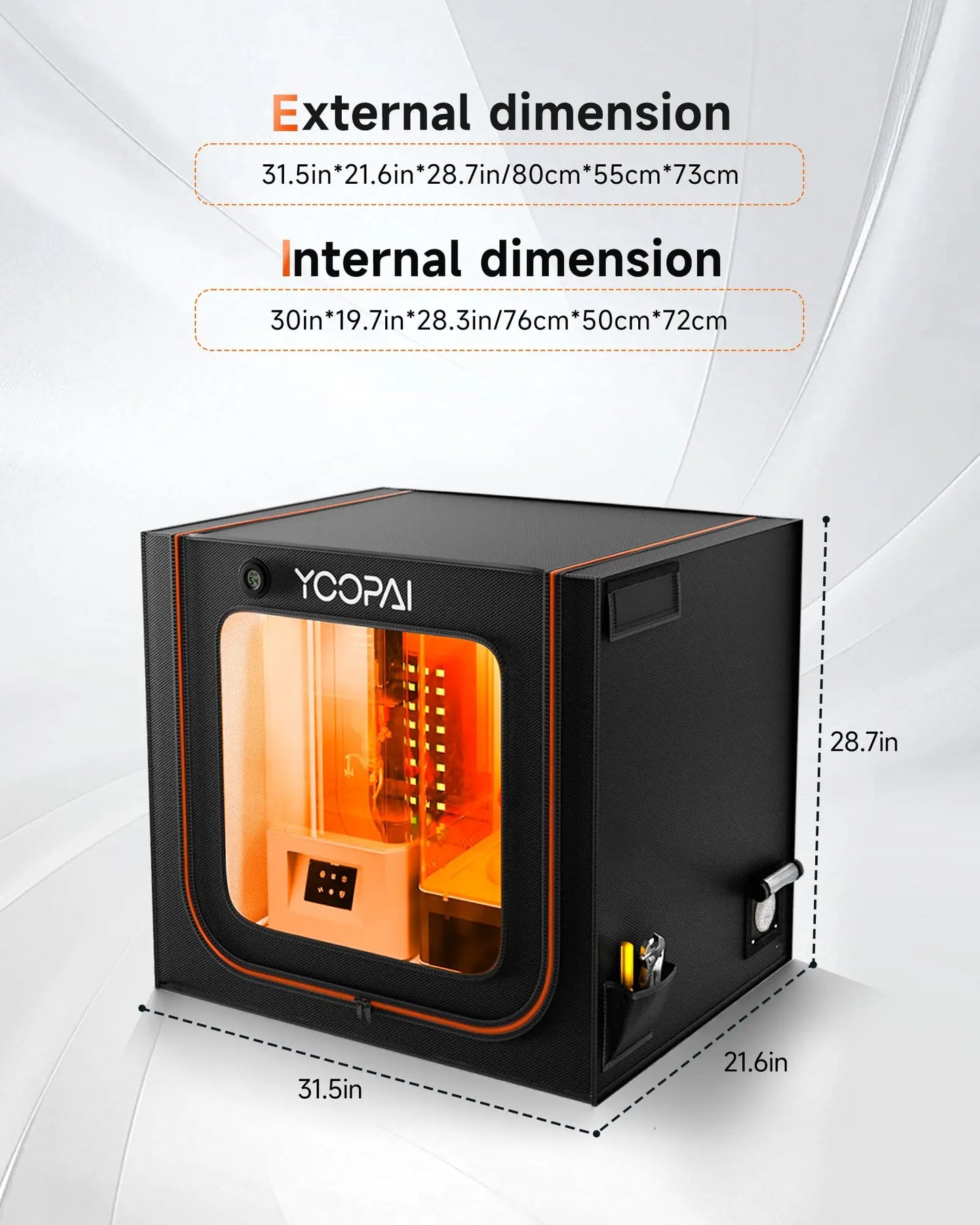 YOOPAI 3D Printer Enclosure 3D Printer Resin Enclosure UV For Creality and all 3D Printer Large size Ventilation Kit LED Light