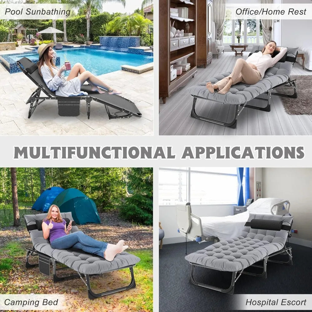 Chaise Lounge Chair,5 Positions Padded Outdoor Tanning Chair,Heavy Duty Portable Lounge Chair for Outdoor Sunbathing Patio Pool