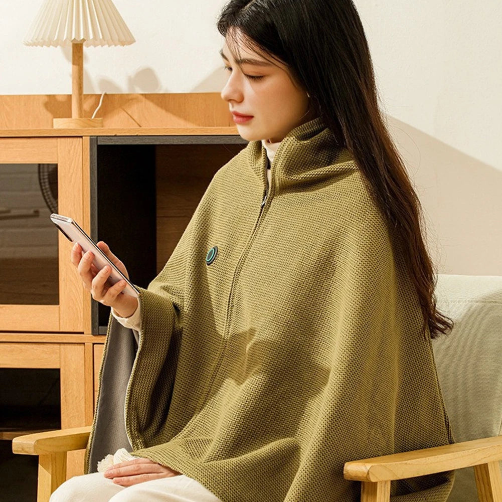 Wearable USB Heated Blanket Shawl 3 Heating Levels Heated Shawl Portable Body Warmer Blanket for Home Office