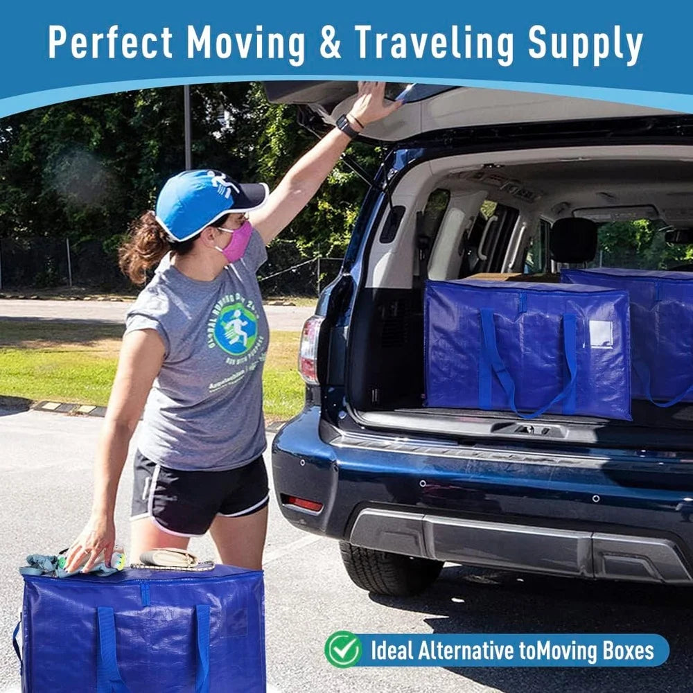 Extra Large Moving Storage Bags Heavy Duty Tote Zippered Organizer Durable Carrying Handles Perfect Travel Clothing Bedding Toys
