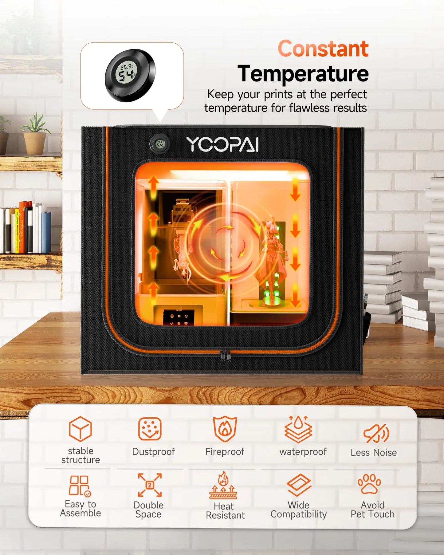 YOOPAI 3D Printer Enclosure 3D Printer Resin Enclosure UV For Creality and all 3D Printer Large size Ventilation Kit LED Light